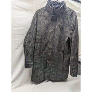 Zara Black & White Insulated Overcoat Coat Size XL Zip up with Snaps